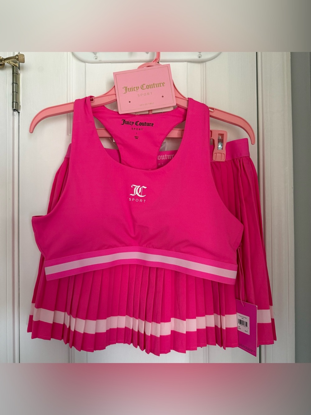 Juicy Couture pink Sport pleated tennis skort & sport bra set gym wear/sportwear